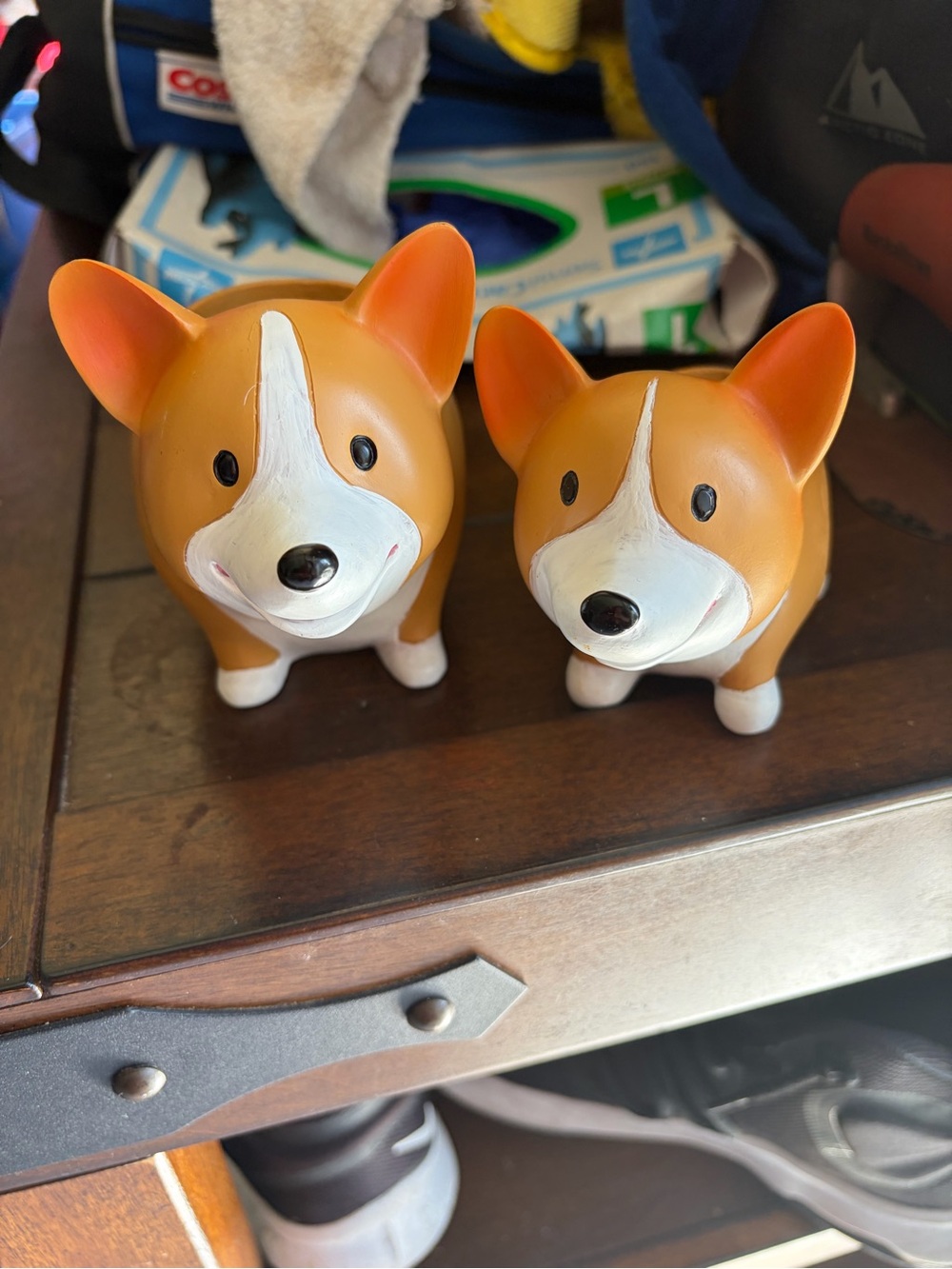 Adorable Pair of Corgi Figurines succulents resin planters
